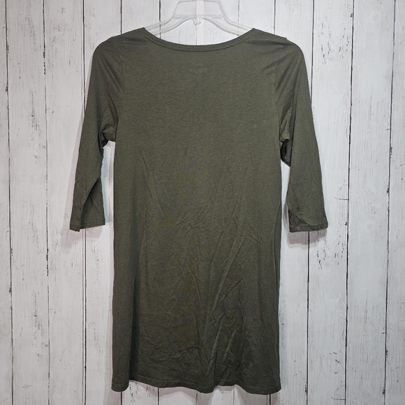 Pure J. Jill Olive Green Ballet ¾ Sleeve Tunic Shirt Size Medium Cotton Modal. - Picture 6 of 6